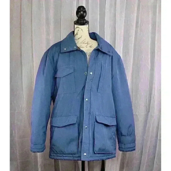 Vintage Field & Stream Gordon & Ferguson flannel lined jacket Size L Blue hooded - Picture 1 of 16